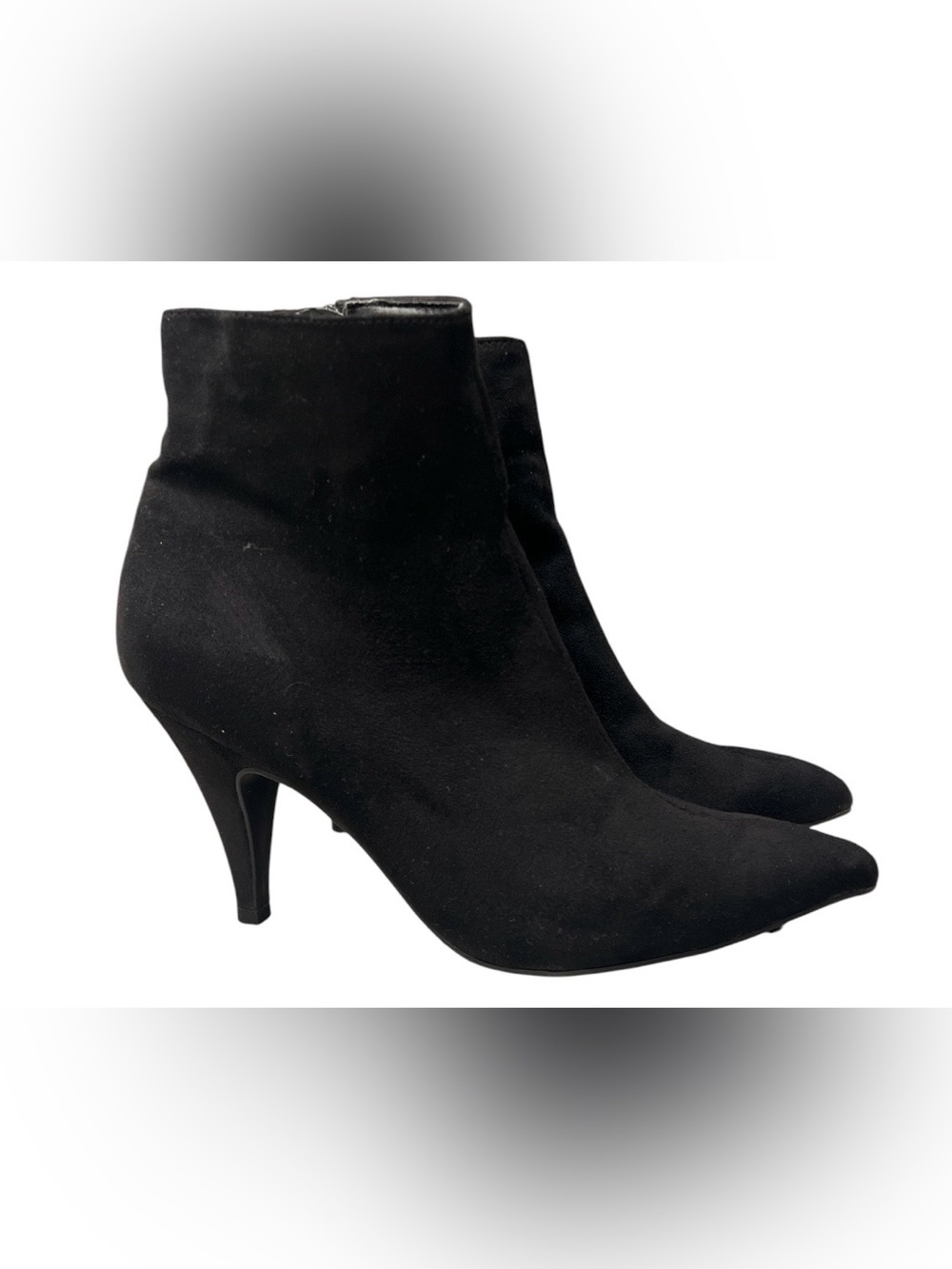 Carlos by Carlos Santana Black Suede Pointed Toe Stiletto Ankle Boots Size 7.5